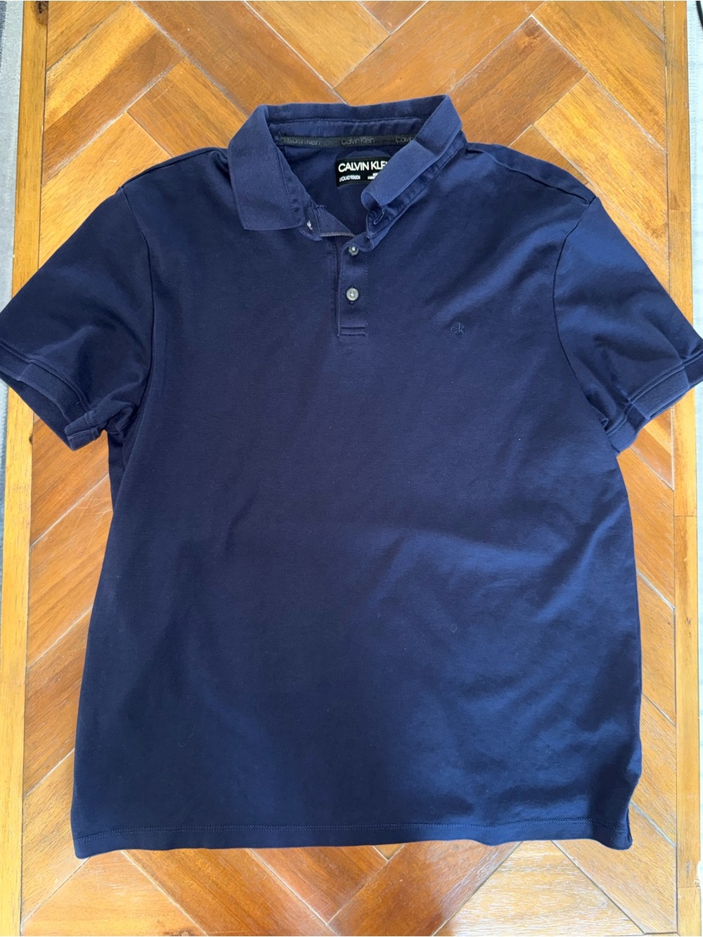 Calvin Klein Men’s Navy Blue Liquid Touch Perfornance Polo Shirt Large Cotton